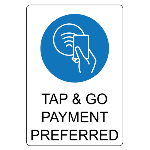 Sign Tap and Go Payment Preferred A3 Blue On White